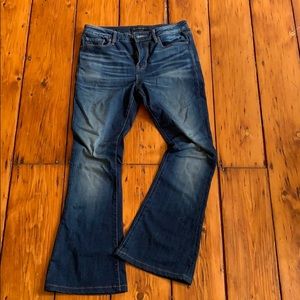 Flare-legged denim jeans